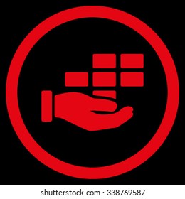 Service Schedule vector icon. Style is flat rounded symbol, red color, rounded angles, black background.