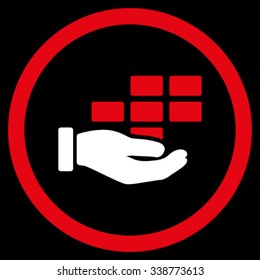 Service Schedule vector icon. Style is bicolor flat rounded symbol, red and white colors, rounded angles, black background.
