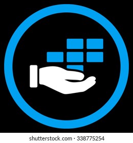 Service Schedule vector icon. Style is bicolor flat rounded symbol, blue and white colors, rounded angles, black background.