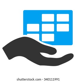Service Schedule vector icon. Style is bicolor flat symbol, blue and gray colors, rounded angles, white background.