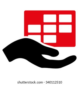 Service Schedule vector icon. Style is bicolor flat symbol, intensive red and black colors, rounded angles, white background.