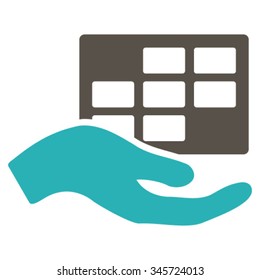 Service Schedule vector icon. Style is bicolor flat symbol, grey and cyan colors, rounded angles, white background.