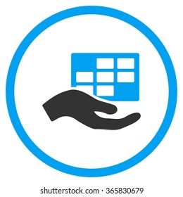 Service Schedule vector icon. Style is bicolor flat circled symbol, blue and gray colors, rounded angles, white background.