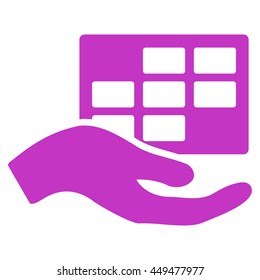 Service Schedule vector icon. Style is flat symbol, violet color, rounded angles, white background.