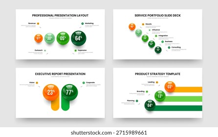Conjunto de Ilustración vectorial de diseño de presentación infográfica de tres elementos de cinco y dos. Introducción al proyecto 4 5 2 Paquete de Plantilla de diapositivas de gráficos de 3 pasos.