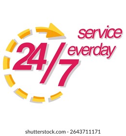 Sinal de serviço todos os dias serviço ao cliente em torno do sinal de vetor relógio