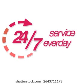 Sinal de serviço todos os dias serviço ao cliente em torno do sinal de vetor relógio