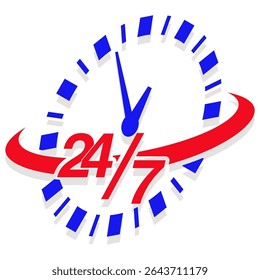 Service sign every day customer service around the clock vector sign
