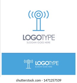 Service, Signal, Wifi Blue Outline Logo Place for Tagline. Vector Icon Template background