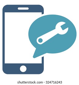 Service Sms vector icon. Style is bicolor flat symbol, cyan and blue colors, rounded angles, white background.