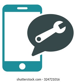 Service Sms vector icon. Style is bicolor flat symbol, soft blue colors, rounded angles, white background.