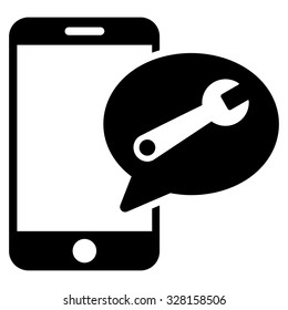 Service Sms vector icon. Style is flat symbol, black color, rounded angles, white background.