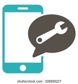 Service Sms vector icon. Style is bicolor flat symbol, grey and cyan colors, rounded angles, white background.