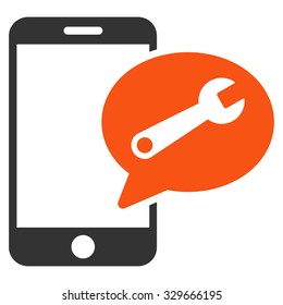Service Sms vector icon. Style is bicolor flat symbol, orange and gray colors, rounded angles, white background.