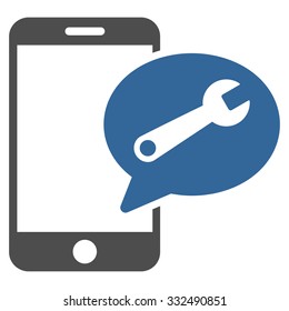 Service Sms vector icon. Style is bicolor flat symbol, cobalt and gray colors, rounded angles, white background.