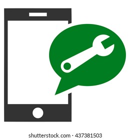 Service SMS vector icon. Style is bicolor flat icon symbol, green and gray colors, white background.