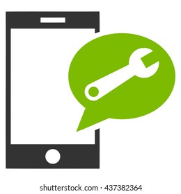 Service SMS vector icon. Style is bicolor flat icon symbol, eco green and gray colors, white background.