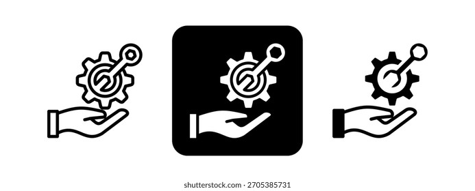 Servicio Conjunto de Ilustración vectorial de dibujo de línea negra y color sólido