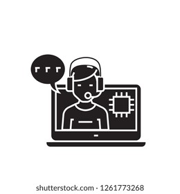 Service specialist black vector concept icon. Service specialist flat illustration, sign
