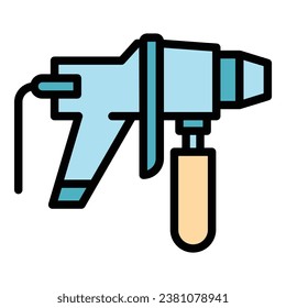 Dienstsprühsymbol-Umrandungsvektor. Paint gun. Farbflaeche für Spritzwagen