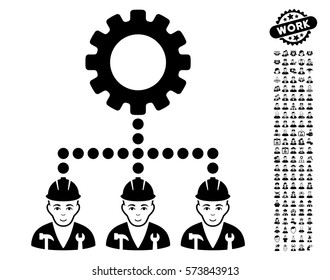 Service Staff icon with bonus occupation pictograph collection. Vector illustration style is flat iconic black symbols on white background.