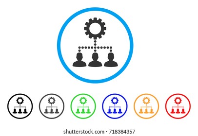 Service Staff rounded icon. Style is a flat service staff gray symbol inside light blue circle with black, gray, green, blue, red, orange color versions.