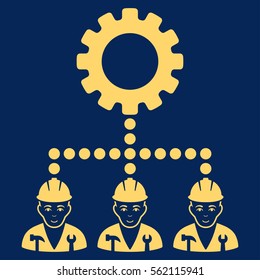 Service Staff vector icon. Flat yellow symbol. Pictogram is isolated on a blue background. Designed for web and software interfaces.