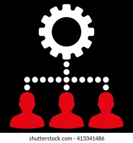 Service Staff vector icon. Style is bicolor flat icon symbol, red and white colors, black background.