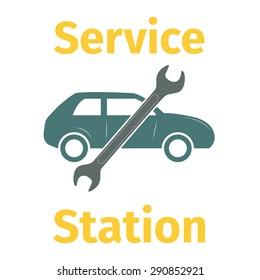 Service station banner, vector illustration