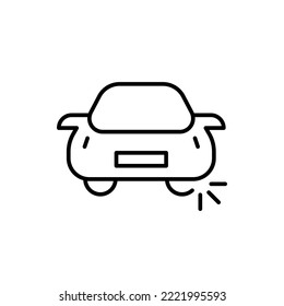 service station line icon. Accident, punctured tire, tire service, car, bad road conditions, drunk driving, driver's license, spare tire, driver, transport, jam, pothole. Road traffic concept