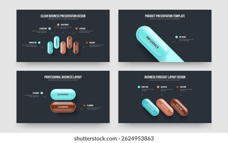 Service Strategy Five One Two Three Option Diagram Presentation Layout Vector Illustration Set. Visual Development 5 1 2 3 Step Infographic Slide Template Collection.