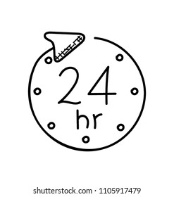 
Service and support around the clock icon with pointing arrow towards 24 hours depicting non-stop services
