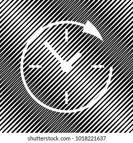 Service and support for customers around the clock and 24 hours. Vector. Icon. Hole in moire background.