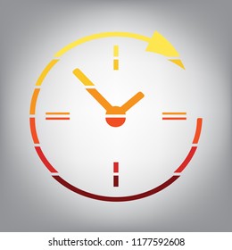 Service and support for customers around the clock and 24 hours. Vector. Horizontally sliced icon with colors from sunny gradient in gray background.