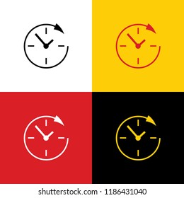 Service and support for customers around the clock and 24 hours. Vector. Icons of german flag on corresponding colors as background.