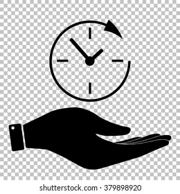 Service and support for customers around the clock and 24 hours. Save or protect symbol by hand