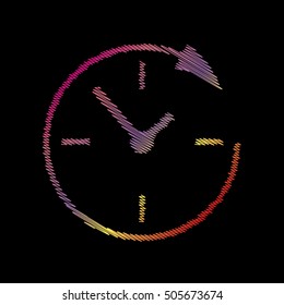 Service and support for customers around the clock and 24 hours. Coloful chalk effect on black backgound.