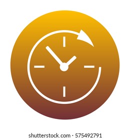 Service and support for customers around the clock and 24 hours. White icon in circle with golden gradient as background. Isolated.