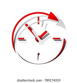 Service and support for customers around the clock and 24 hours. Vector. Detachable paper icon with red body stock. Isolated.