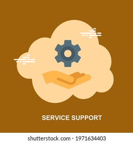 Service support with hand holding cog wheel flat concept design