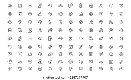 Service, support and help - thin line icon collection on white background  vector icon. Customer service icon set. Containing customer satisfied, assistance,support icons. Solid icon collection.