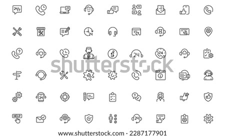 Service, support and help - thin line icon collection on white background  vector icon. Customer service icon set. Containing customer satisfied, assistance,support icons. Solid icon collection.
