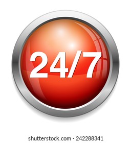 Service and support icon /  24 hours   7 days  button