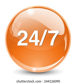 Service and support icon /  24 hours   7 days  button