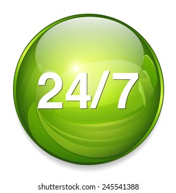 Service and support icon /  24 hours   7 days  button