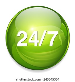 Service and support icon /  24 hours   7 days  button