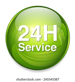 Service and support icon /  24 hours   7 days  button