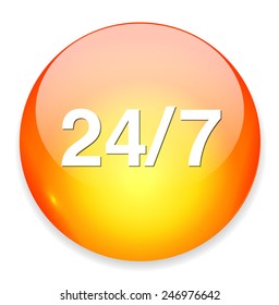 Service and support icon /  24 hours   7 days  button