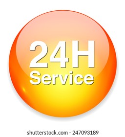 Service and support icon /  24 hours   7 days  button