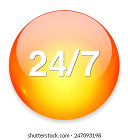 Service and support icon /  24 hours   7 days  button
